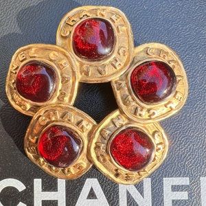 SOLD Chanel vintage red gripoix pin/brooch